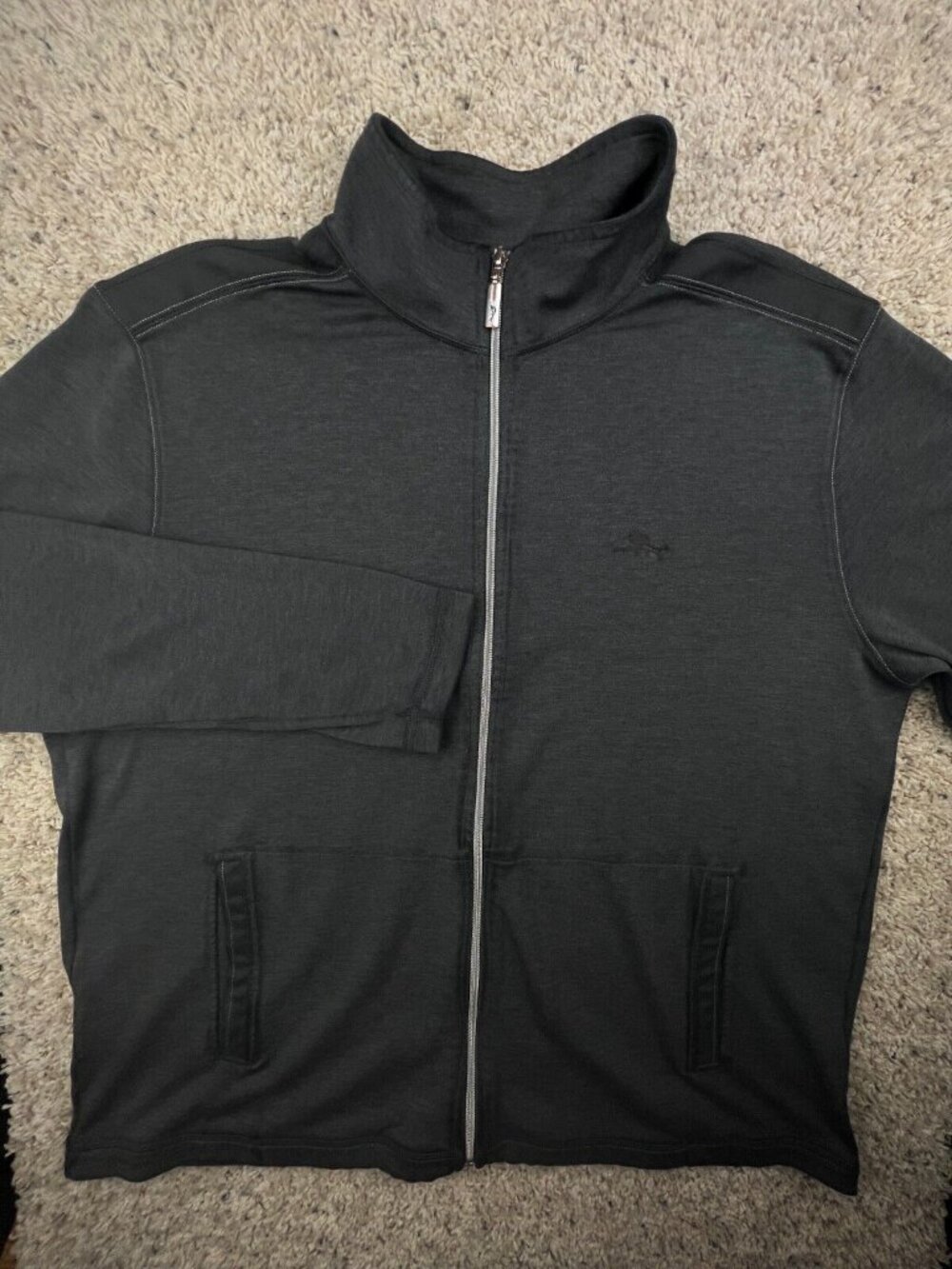 Tommy Bahama Jacket Mens XL Full Zip Dark Gray Long Sleeve SOFT Stretch Adult